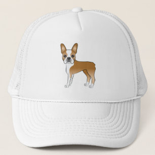 Fawn Boston Terrier Cute Tecknad hund Artwork Keps