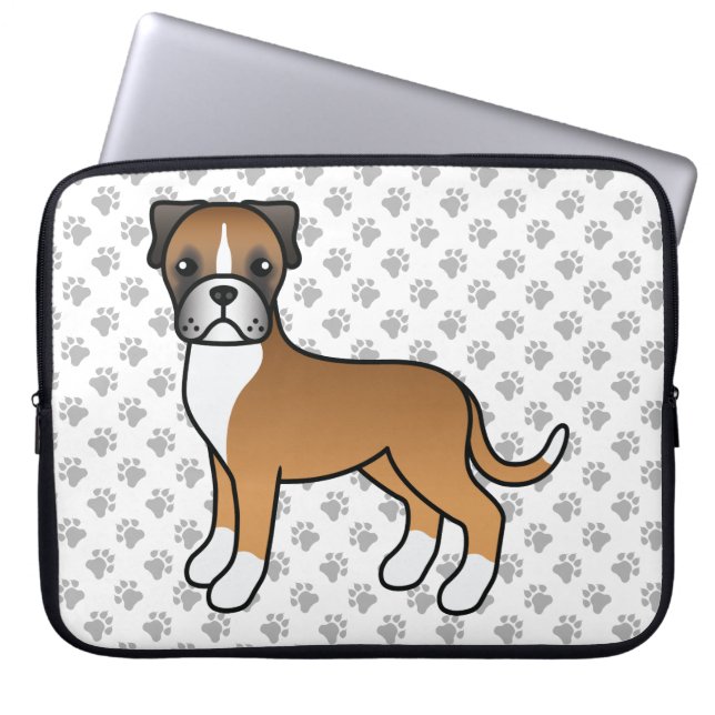 Fawn Boxer Cute Tecknad hund Laptop Fodral (Framsidan)