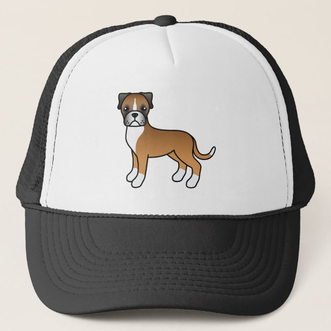 Fawn Boxer Hund Cute Tecknad hund Illustration Keps (Framsida)