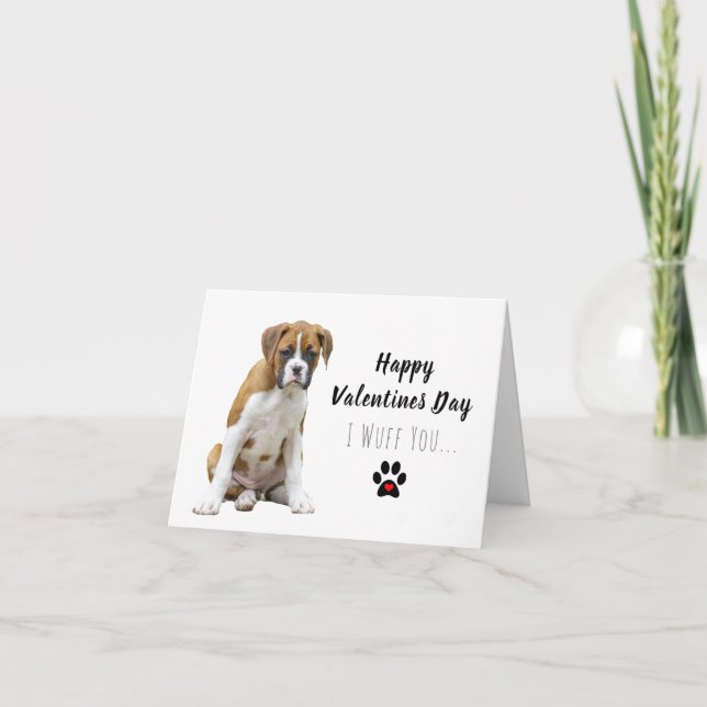 Fawn Boxer Hund Valentine Kort (Framsida)