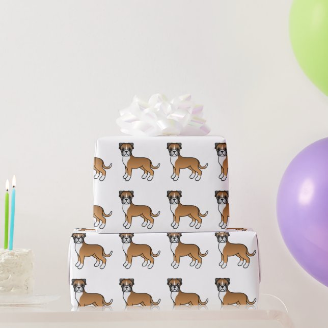 Fawn Boxer Söt Tecknad Hundmönster Presentpapper (Festgåvor)