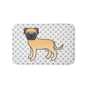 Fawn Bullmastiff Söt Tecknad Hund & Tassar Badrumsmatta