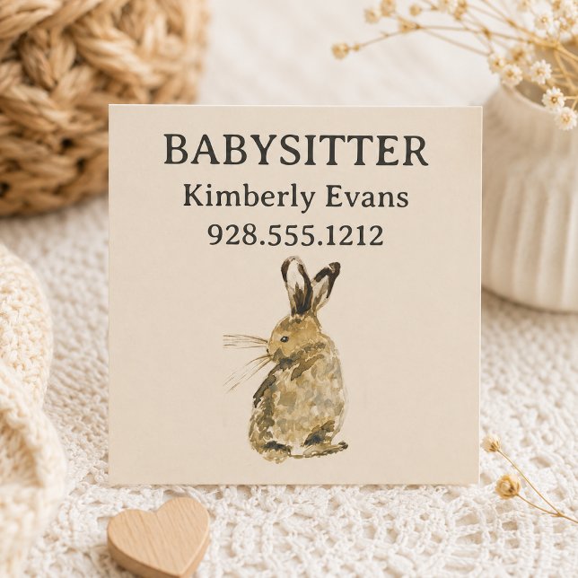 Fawn Bunny Rabbit Barnvakt  Fyrkantigt Visitkort (Skapare uppladdad)