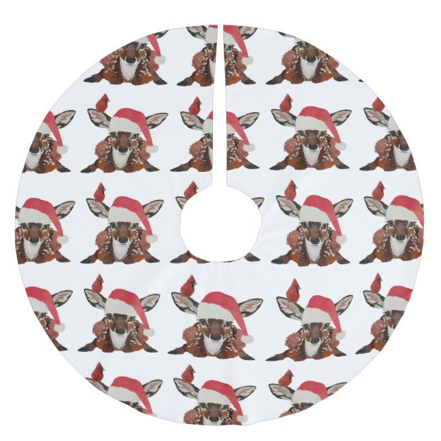 FAWN & CARDINAL CHRISTMAS JULGRANSMATTA BORSTAD POLYESTER (Framsidan)