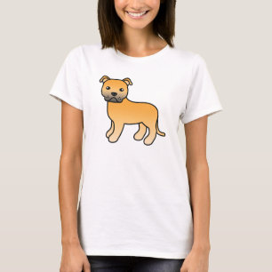 Fawn Cartoon Staffordshire Bull Terrier Tee