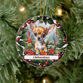 Fawn Chihuahua Puppy Helgdag Joy Anpassningsbar ju Julgransprydnad Keramik