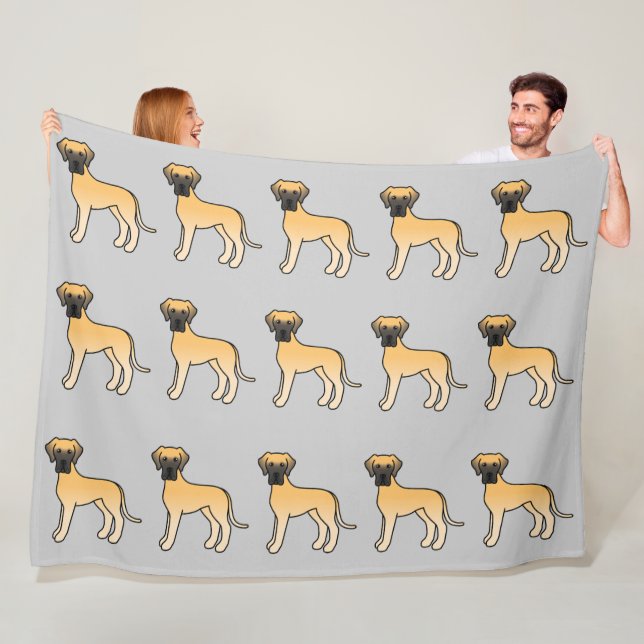 Fawn Coat Great Dane Hundmönster på Grå Fleecefilt (På plats)