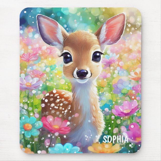 Fawn Cute Animal Personlig Girls Namn Musmatta (Framsidan)