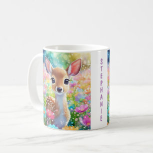Fawn Cute Hjort Animal Personlig Girls Namn Kaffemugg