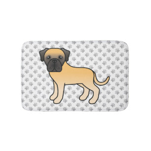 Fawn engelsk mastiff söt tecknad hund & tassar badrumsmatta