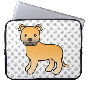 Fawn engelsk Staffie Söt Tecknad Hund & Tassar Laptop Fodral