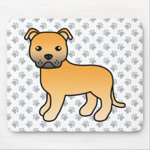 Fawn engelsk Staffie Söt Tecknad Hund & Tassar Musmatta