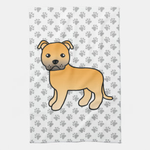 Fawn engelsk Staffordshire Bull Terrier hund Kökshandduk