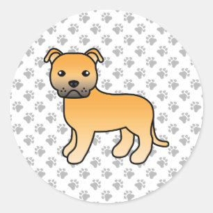 Fawn engelsk Staffordshire Bull Terrier Hund Runt Klistermärke