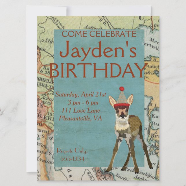 FAWN EXPLORE BIRTHDAY INVITATION INBJUDNINGAR (Framsida)