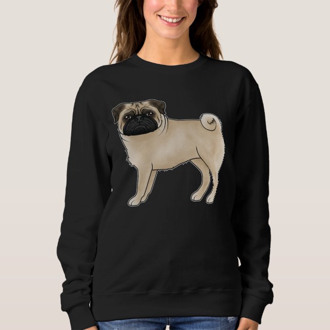 Fawn Färg Pug Mops Hund aveln Animal Design Design T Shirt (Framsida)