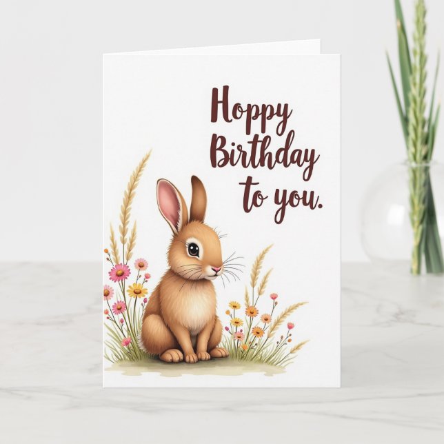 Fawn Floral Födelsedagskort Kort (Framsida)