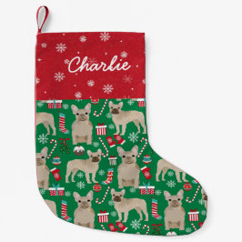 Fawn Frenchie Custom name hund christmas Liten Julstrumpa