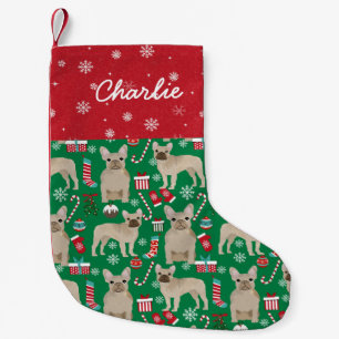 Fawn Frenchie Custom name hund christmas Liten Julstrumpa