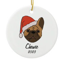 Fawn Frenchie Santa Hat-julprydnaden