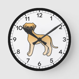 Fawn Grand Danois Hund Tecknad Illustration Design Rund Klocka