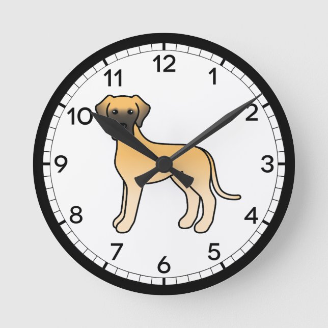 Fawn Grand Danois Hund Tecknad Illustration Design Rund Klocka (Framsida)