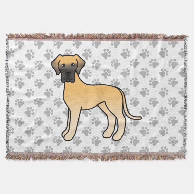 Fawn Grand Danois Söt Tecknad Hund Filt (Framsidan)
