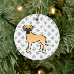 Fawn Grand Danois Söt Tecknad Hund Julgransprydnad Keramik