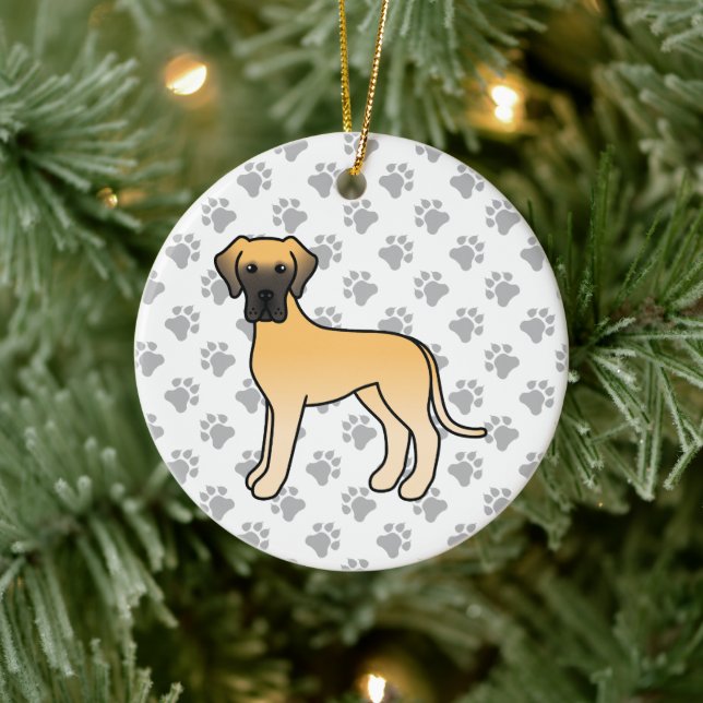 Fawn Grand Danois Söt Tecknad Hund Julgransprydnad Keramik (Träd)