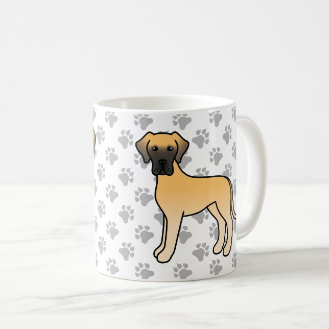 Fawn Grand Danois Söt Tecknad Hund Kaffemugg (Framsida höger)