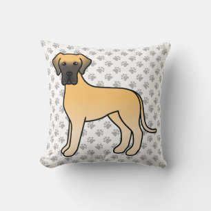 Fawn Grand Danois Söt Tecknad Hund & Tassar Kudde