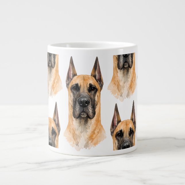 Fawn Grand Danois Vattenfärg Jumbo Mugg (Framsidan)
