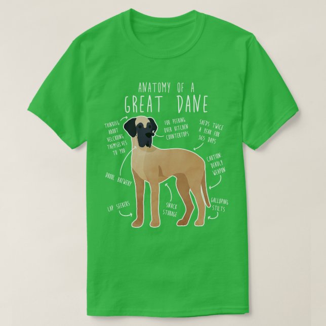 Fawn Great dane Hund Anatomy T Shirt (Design framsida)