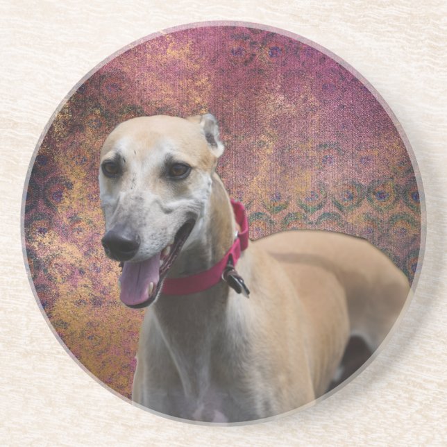 Fawn Greyhound Sandstone Coaster Underlägg (Framsidan)