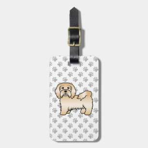 Fawn Havanese Söt Tecknad Hund & Anpassad Text Bagagebricka