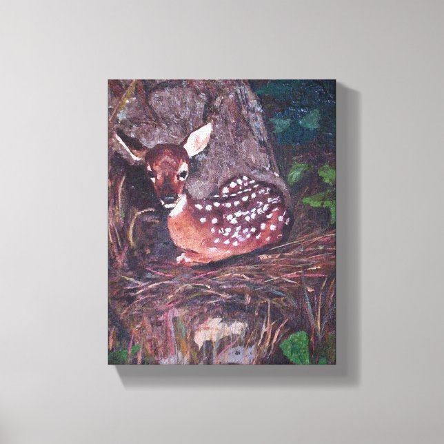 Fawn in Forest Canvastryck (Framsida)