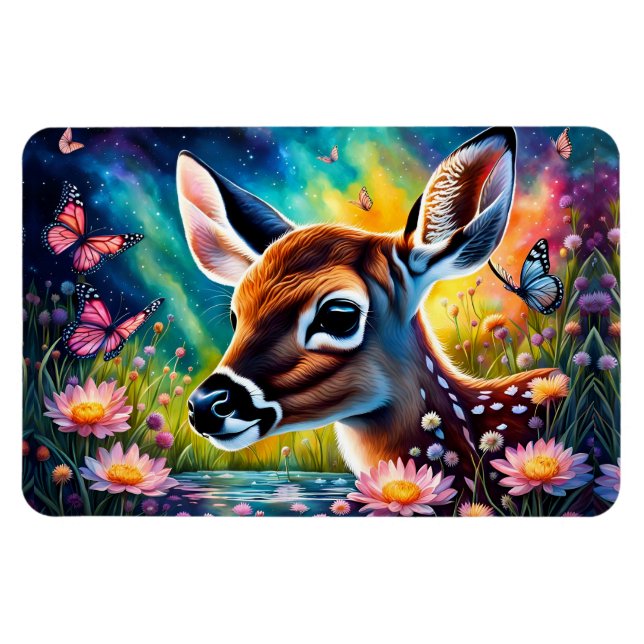 Fawn in Meadow Pond Magnet (Horisontell)