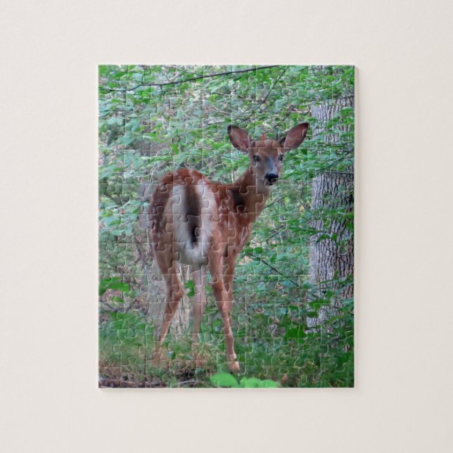 Fawn in Skogen Design Jigszle Puzzle Pussel (Vertikal)