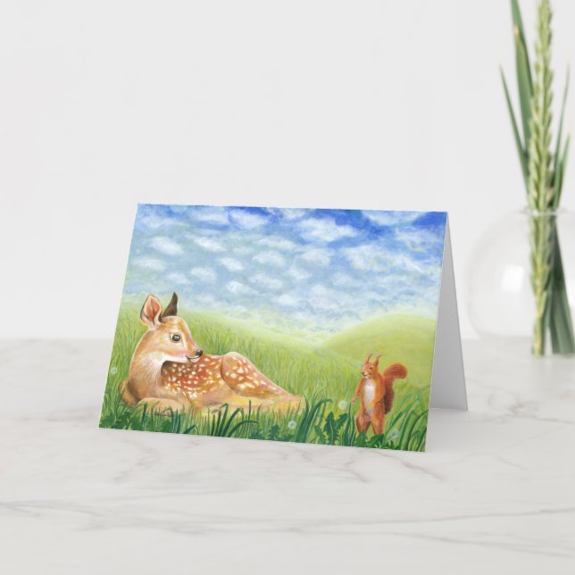 Fawn in the Grass Illustration Kort (Framsida)