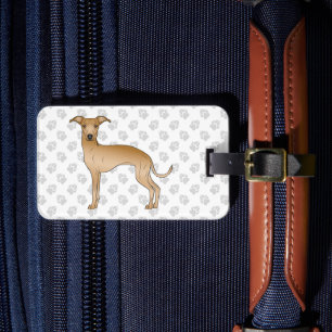 Fawn italiensk mops Cutt hund med anpassad text Bagagebricka