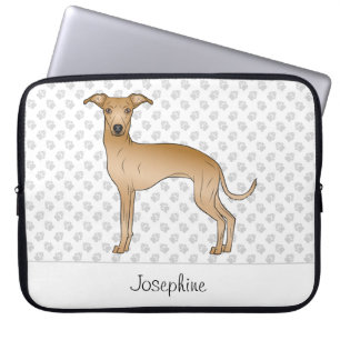 Fawn italiensk mops Cutt hund med anpassat namn Laptop Fodral