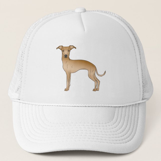 Fawn Italy Greyhound Cute Tecknad hund Trucker Keps (Framsida)
