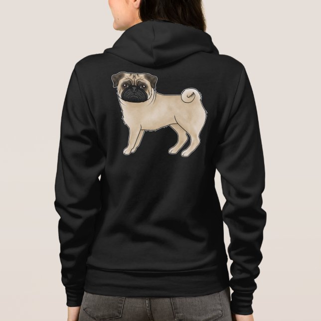 Fawn Jacka Färg Pug Mops Hund aveln Illustration T Shirt (Baksida)