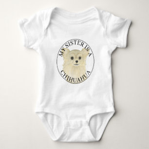 Fawn Långhårig Chihuahua Hund Stor Syster T Shirt