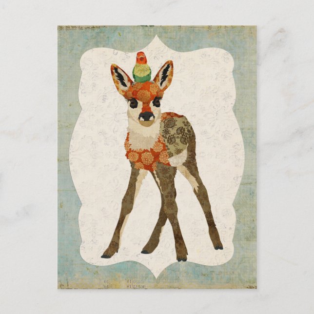 Fawn & Little Bird Postcard Vykort (Framsida)