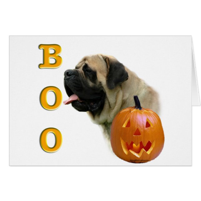 Fawn Mastiff Boo Card Hälsningskort (Framsidan Horizontal)