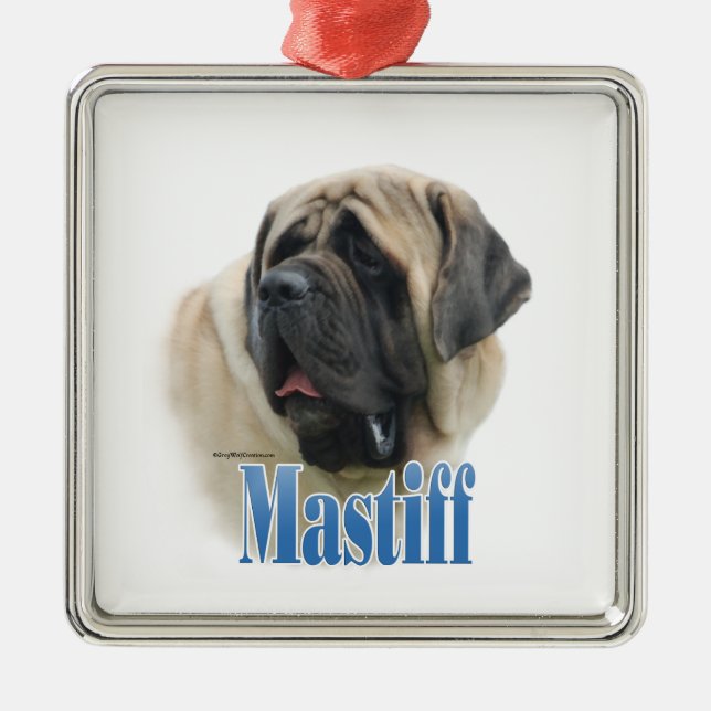 Fawn Mastiff Namn Keychain Julgransprydnad Metall (Framsidan)