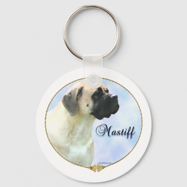 Fawn Mastiff Porträtt Keychain Nyckelring (Framsida)