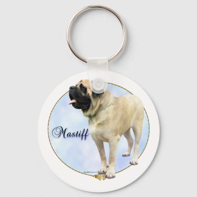 Fawn Mastiff Porträtt Keychain Nyckelring (Framsida)