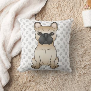Fawn med svart mask fransk bulldog hund & tassar kudde